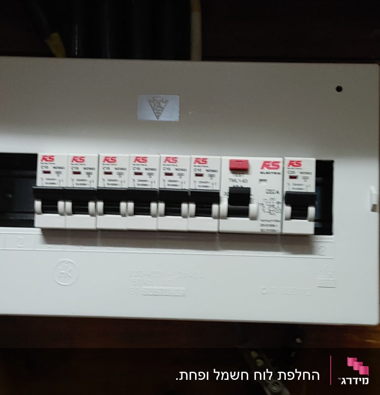 לוח חשמל עם מפסקים חשמליים מותקנים